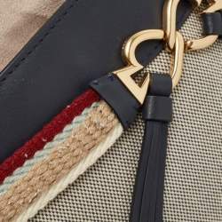 Kate Spade Navy Blue/Beige Canvas and Leather Medium Toujours Crossbody Bag