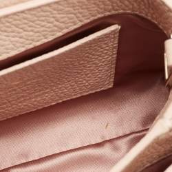 Pre Owned Kate Spade Light Beige Leather Buckle Embellished Flap Top Handle Bag 