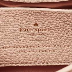 Pre Owned Kate Spade Light Beige Leather Buckle Embellished Flap Top Handle Bag 