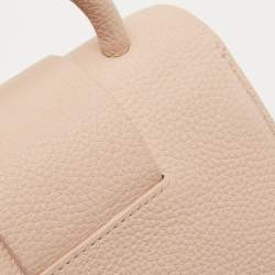 Pre Owned Kate Spade Light Beige Leather Buckle Embellished Flap Top Handle Bag 