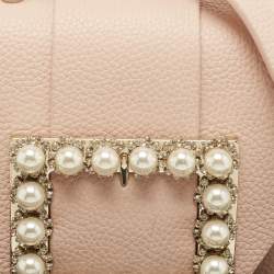 Pre Owned Kate Spade Light Beige Leather Buckle Embellished Flap Top Handle Bag 