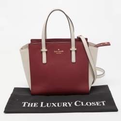 Pre Owned Kate Spade Red/Beige Saffiano Leather Cedar Street Hayden Tote