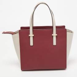 Pre Owned Kate Spade Red/Beige Saffiano Leather Cedar Street Hayden Tote
