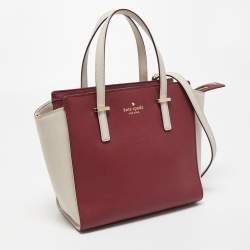 Pre Owned Kate Spade Red/Beige Saffiano Leather Cedar Street Hayden Tote