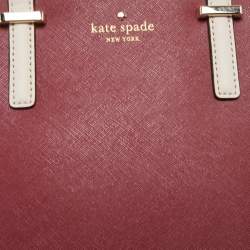 Pre Owned Kate Spade Red/Beige Saffiano Leather Cedar Street Hayden Tote