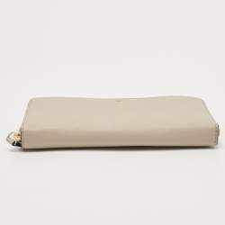 Pre Owned Kate Spade Light Beige Leather Zip Around Wallet