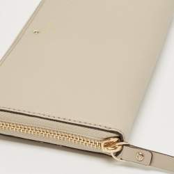 Pre Owned Kate Spade Light Beige Leather Zip Around Wallet