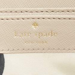 Pre Owned Kate Spade Light Beige Leather Zip Around Wallet