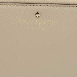 Pre Owned Kate Spade Light Beige Leather Zip Around Wallet