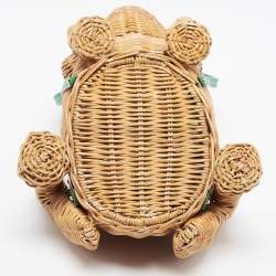 Pre Owned Kate Spade Green/Natural Wicker Frog Bag