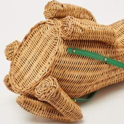 Pre Owned Kate Spade Green/Natural Wicker Frog Bag