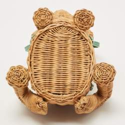 Pre Owned Kate Spade Green/Natural Wicker Frog Bag
