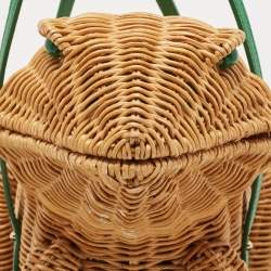 Pre Owned Kate Spade Green/Natural Wicker Frog Bag