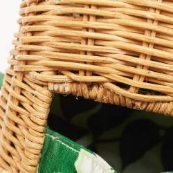 Pre Owned Kate Spade Green/Natural Wicker Frog Bag