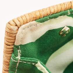 Pre Owned Kate Spade Green/Natural Wicker Frog Bag