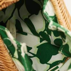Pre Owned Kate Spade Green/Natural Wicker Frog Bag