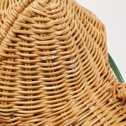 Pre Owned Kate Spade Green/Natural Wicker Frog Bag