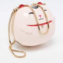 Pre Owned Kate Spade Pink PVC Hello Tokyo Lucky Cat Clutch