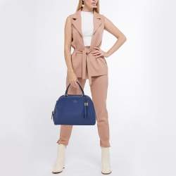 Pre Owned Kate Spade Navy Blue Leather Tassel Satchel