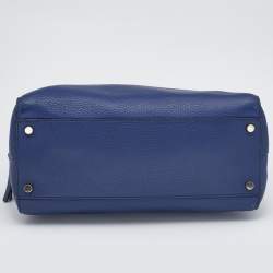 Pre Owned Kate Spade Navy Blue Leather Tassel Satchel