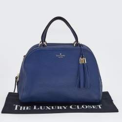 Pre Owned Kate Spade Navy Blue Leather Tassel Satchel