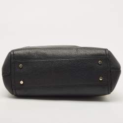 Pre Owned Kate Spade Black/Brown Woven Raffia and Leather Leslie Foldover Tote