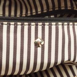 Pre Owned Kate Spade Black/Brown Woven Raffia and Leather Leslie Foldover Tote