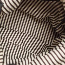 Pre Owned Kate Spade Black/Brown Woven Raffia and Leather Leslie Foldover Tote