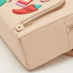 Kate Spade Light Peach Saffiano Leather Catus Tomi Patch Backpack