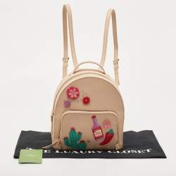 Kate Spade Light Peach Saffiano Leather Catus Tomi Patch Backpack