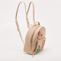Kate Spade Light Peach Saffiano Leather Catus Tomi Patch Backpack