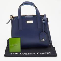 Pre Owned Kate Spade Navy Blue Leather Anissa Putnam Drive Tote
