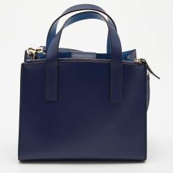 Pre Owned Kate Spade Navy Blue Leather Anissa Putnam Drive Tote