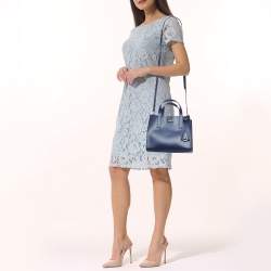 Pre Owned Kate Spade Navy Blue Leather Anissa Putnam Drive Tote