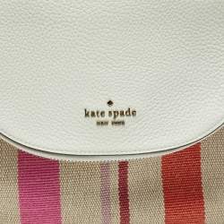 Kate Spade Multicolor Striped Canvas and Leather Medium Leila Top Handle Bag