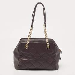Pre Owned Kate Spade Plum Quilted Leather Emerson Place Dewey Shoulder Bag