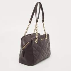 Pre Owned Kate Spade Plum Quilted Leather Emerson Place Dewey Shoulder Bag