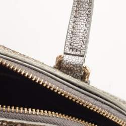 Pre Owned Kate Spade Grey Glitter and Leather Small Dome Satchel