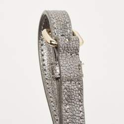 Pre Owned Kate Spade Grey Glitter and Leather Small Dome Satchel