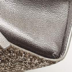 Pre Owned Kate Spade Grey Glitter and Leather Small Dome Satchel