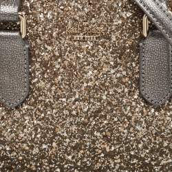 Pre Owned Kate Spade Grey Glitter and Leather Small Dome Satchel