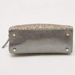 Pre Owned Kate Spade Grey Glitter and Leather Small Dome Satchel