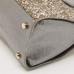 Pre Owned Kate Spade Grey Glitter and Leather Small Dome Satchel