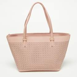 Pre Owned Kate Spade Pink Perforated Leather Cedar Street Harmony Tote