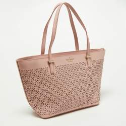 Pre Owned Kate Spade Pink Perforated Leather Cedar Street Harmony Tote