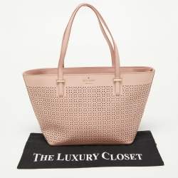 Pre Owned Kate Spade Pink Perforated Leather Cedar Street Harmony Tote