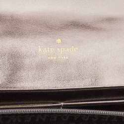Kate Spade Silver/Grey Coarse Glitter And Leather Wallet On Chain