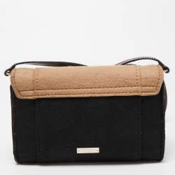 Kate Spade Black/Beige Wool and Patent Leather Beantown Lene Crossbody Bag