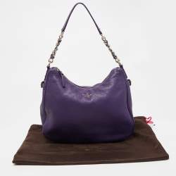 Pre Owned Kate Spade Purple Pebbled Leather Finley Hobo