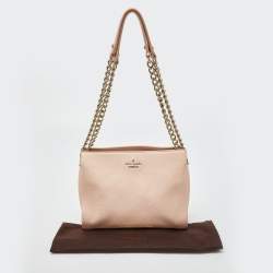 Pre Owned Kate Spade Peach Leather Chain Shoulder Bag